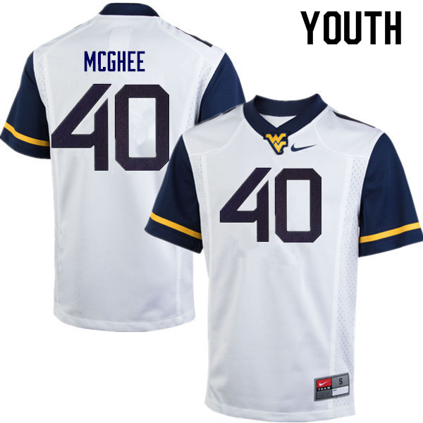NCAA Youth Kolton McGhee West Virginia Mountaineers White #40 Nike Stitched Football College Authentic Jersey FE23U32HY